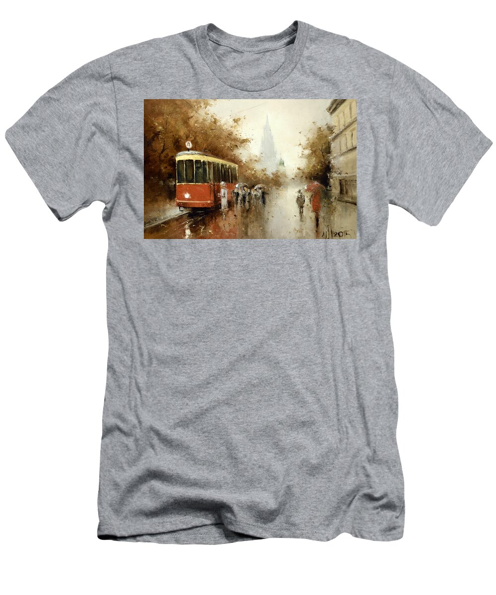 Russian Artists New Wave T-Shirt featuring the painting Warm Moscow Autumn of 1953 by Igor Medvedev