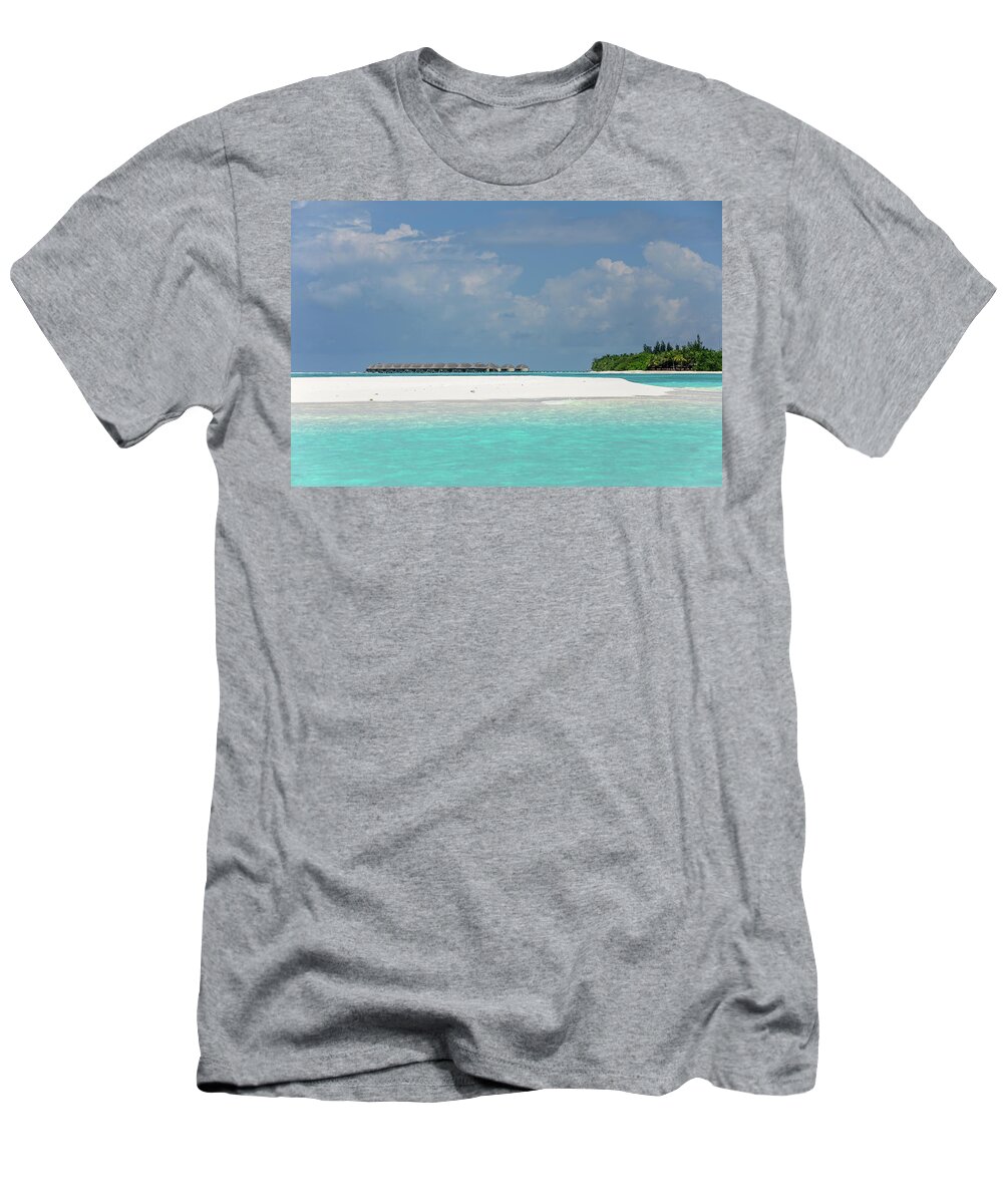 Jenny Rainbow Fine Art Photography T-Shirt featuring the photograph Water Bungalows of Maldivian Resort by Jenny Rainbow