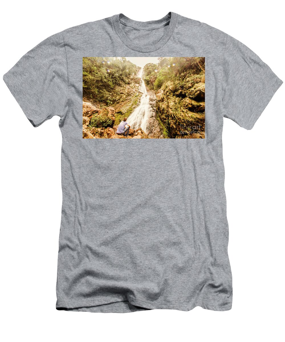 Fall T-Shirt featuring the photograph Waterfall discovery by Jorgo Photography