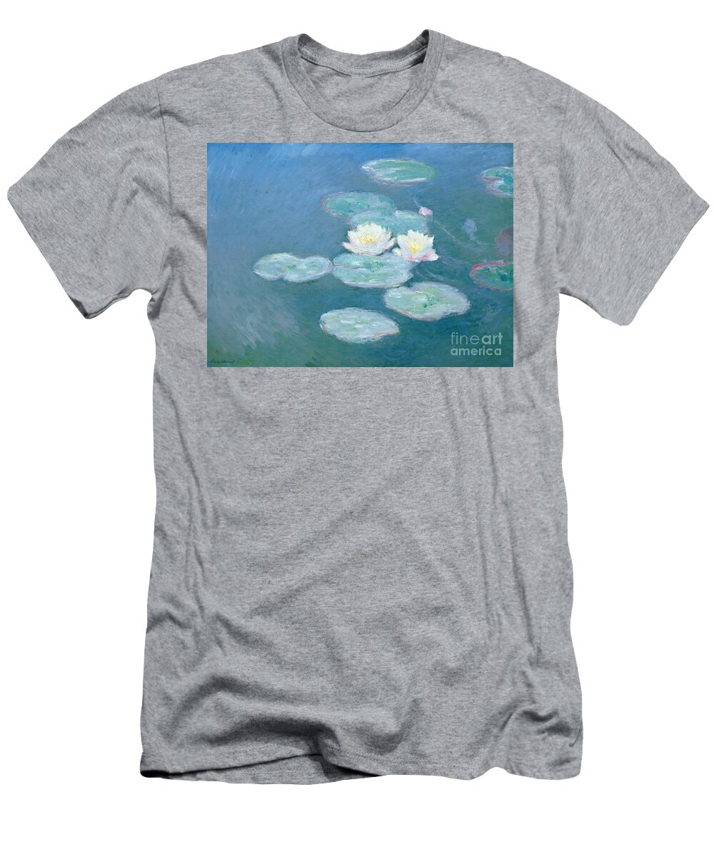 Waterlilies T-Shirt featuring the painting Waterlilies Evening by Claude Monet