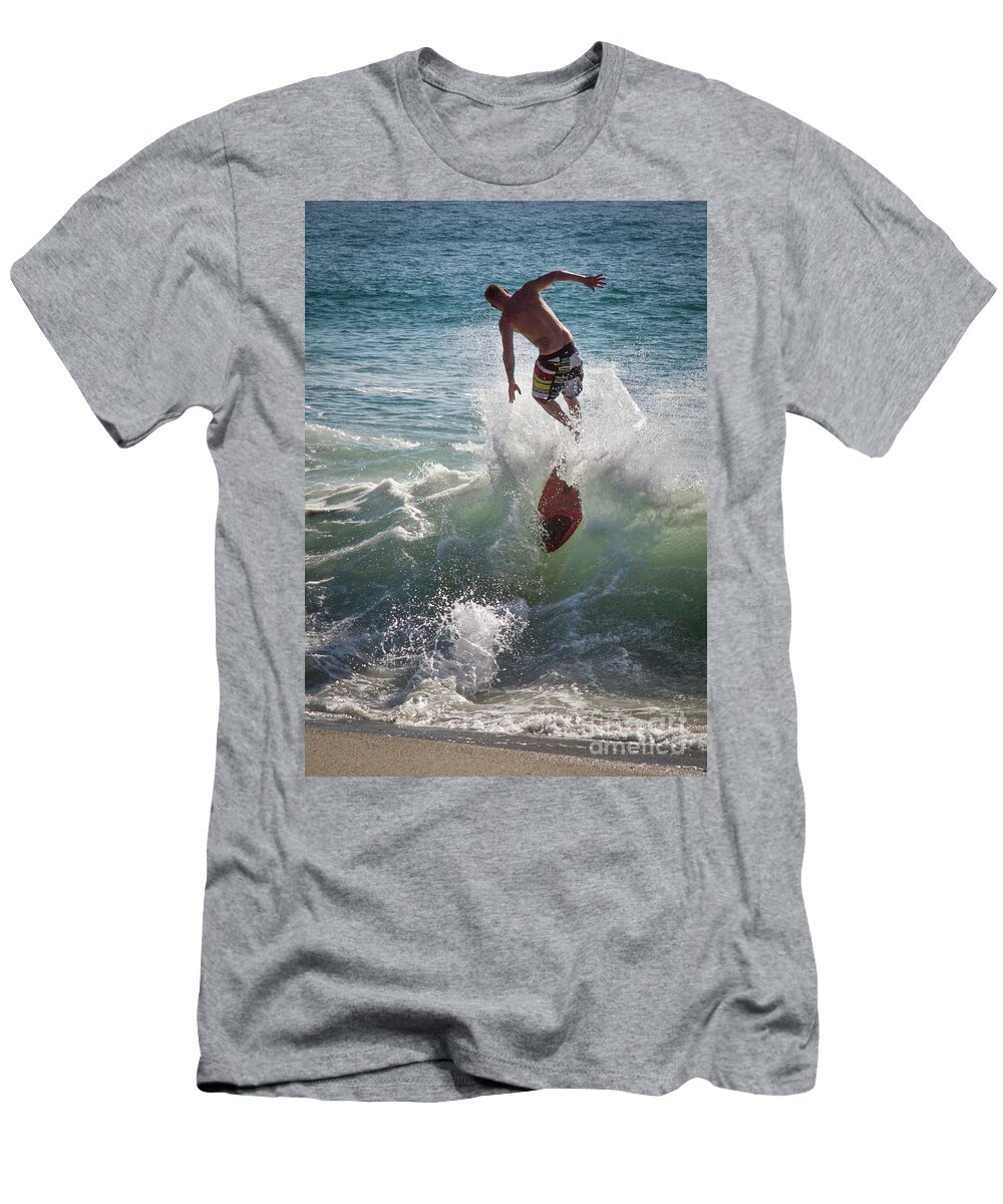 Wave Skimmer T-Shirt featuring the photograph Wave Skimmer by Jim Gillen
