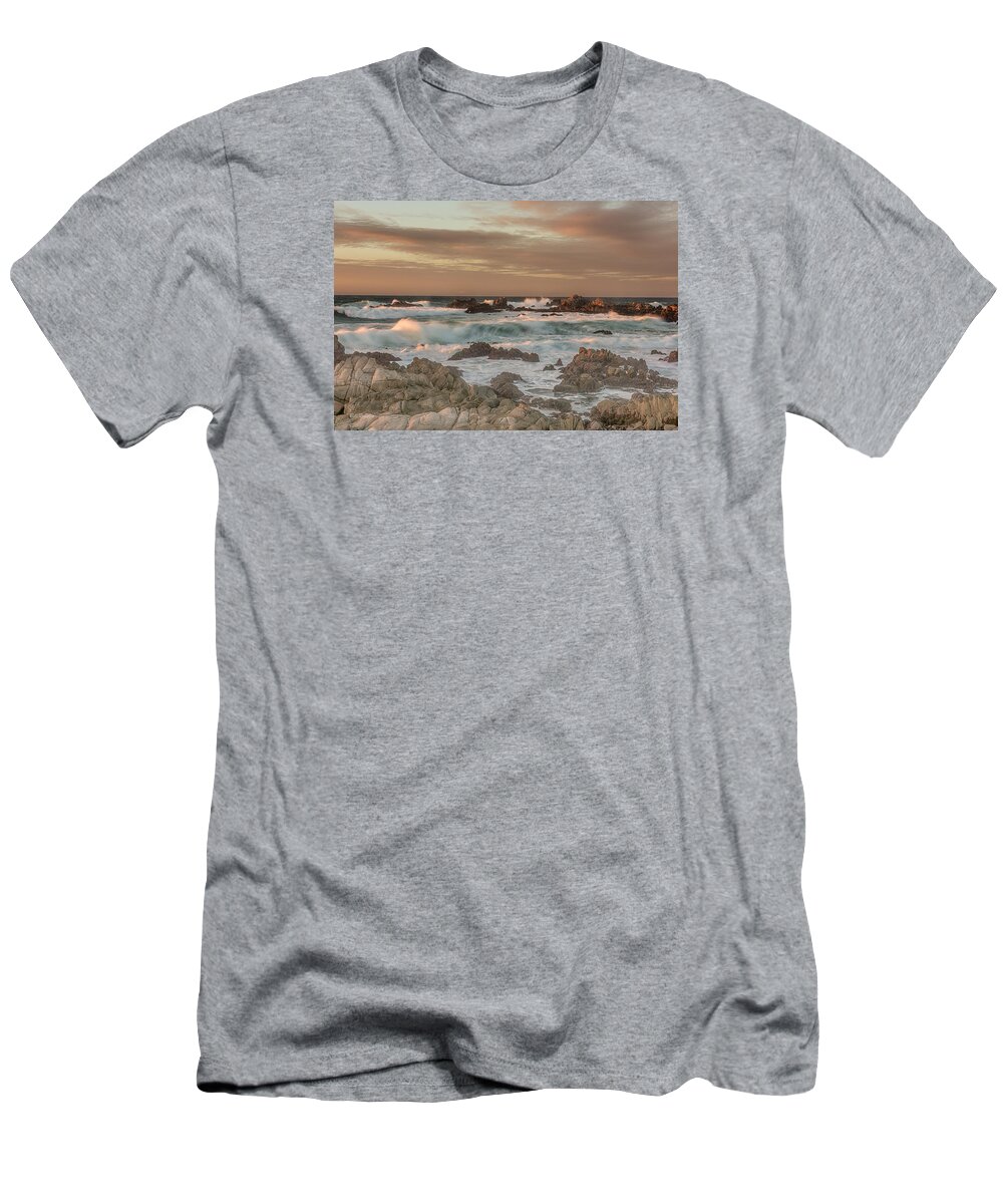 California Central Coast T-Shirt featuring the photograph Waves and Rocks by Bill Roberts