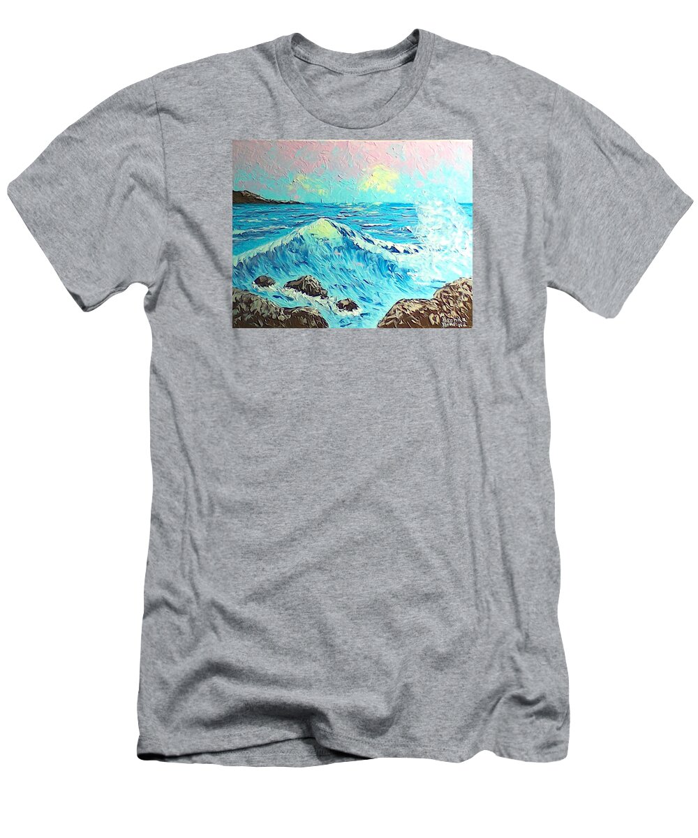 Waves T-Shirt featuring the painting Waves by Brenda Bonfield