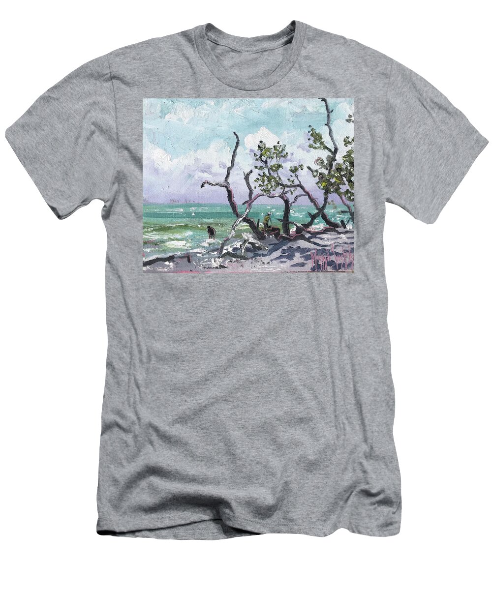 Impressionism T-Shirt featuring the painting Wentletrap Hunting Sanibel by Maggii Sarfaty