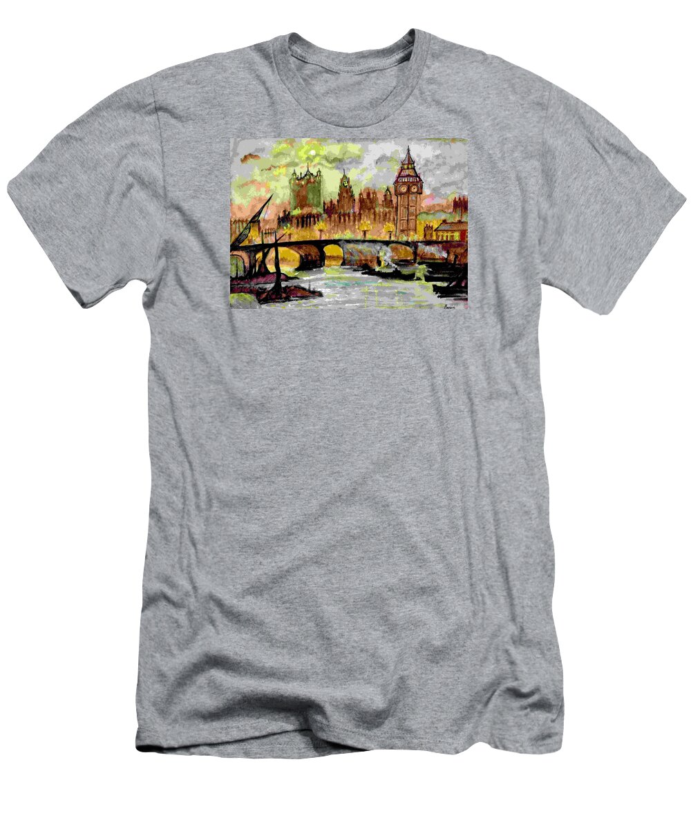 London T-Shirt featuring the painting West Minster Bridge by Manjiri Kanvinde