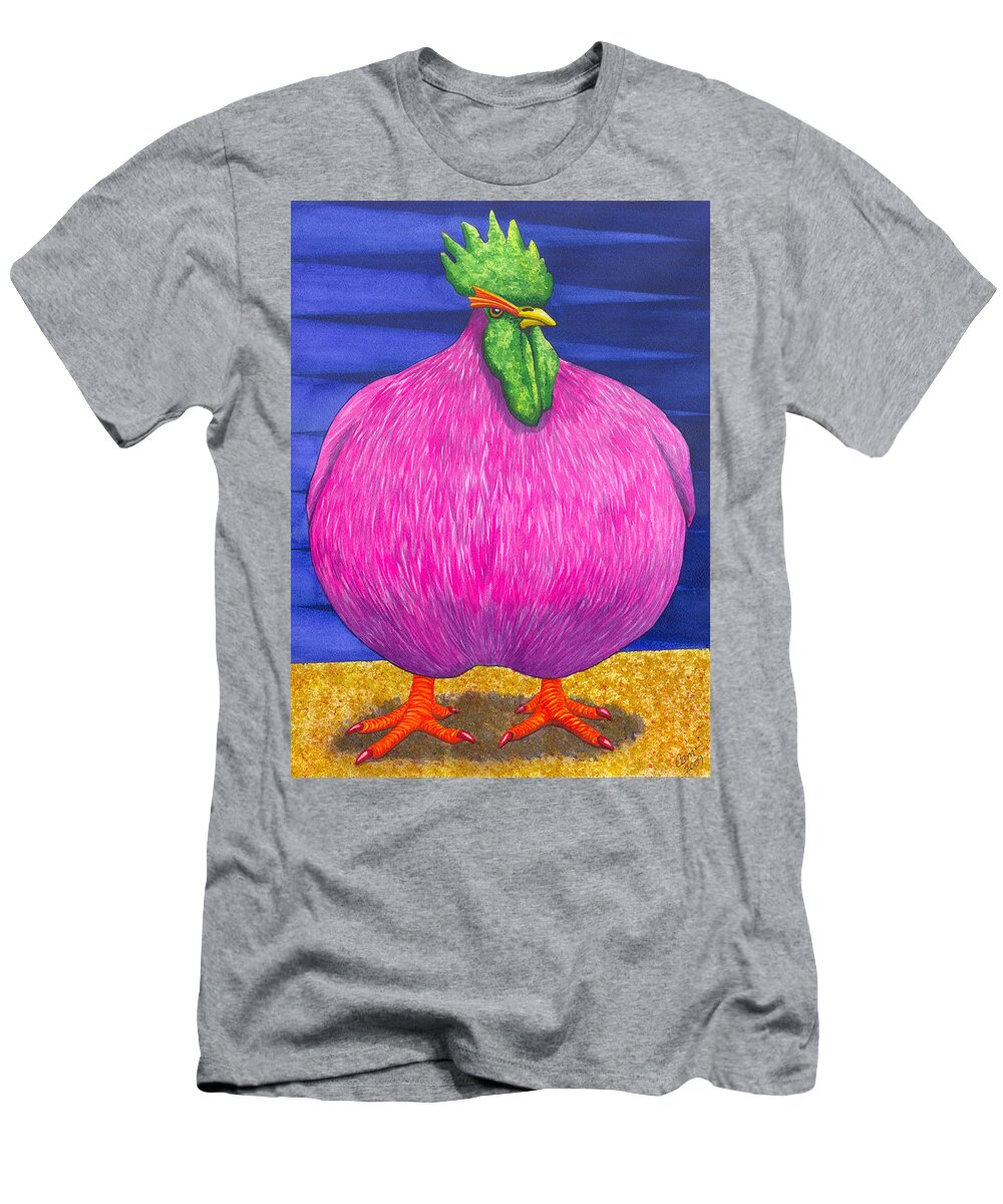 Rooster T-Shirt featuring the painting What Are You Lookin At by Catherine G McElroy