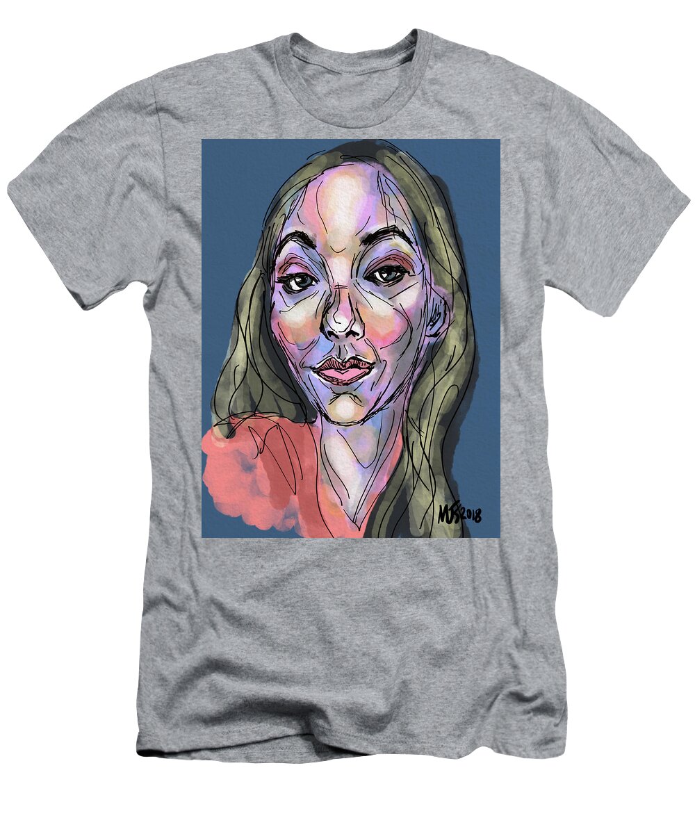 Portrait T-Shirt featuring the digital art What Do You Think by Michael Kallstrom