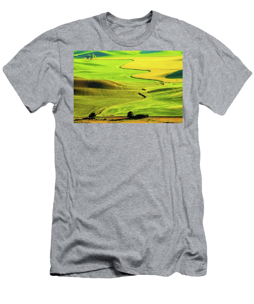 Landscape T-Shirt featuring the photograph Wheat field - Palouse by Hisao Mogi