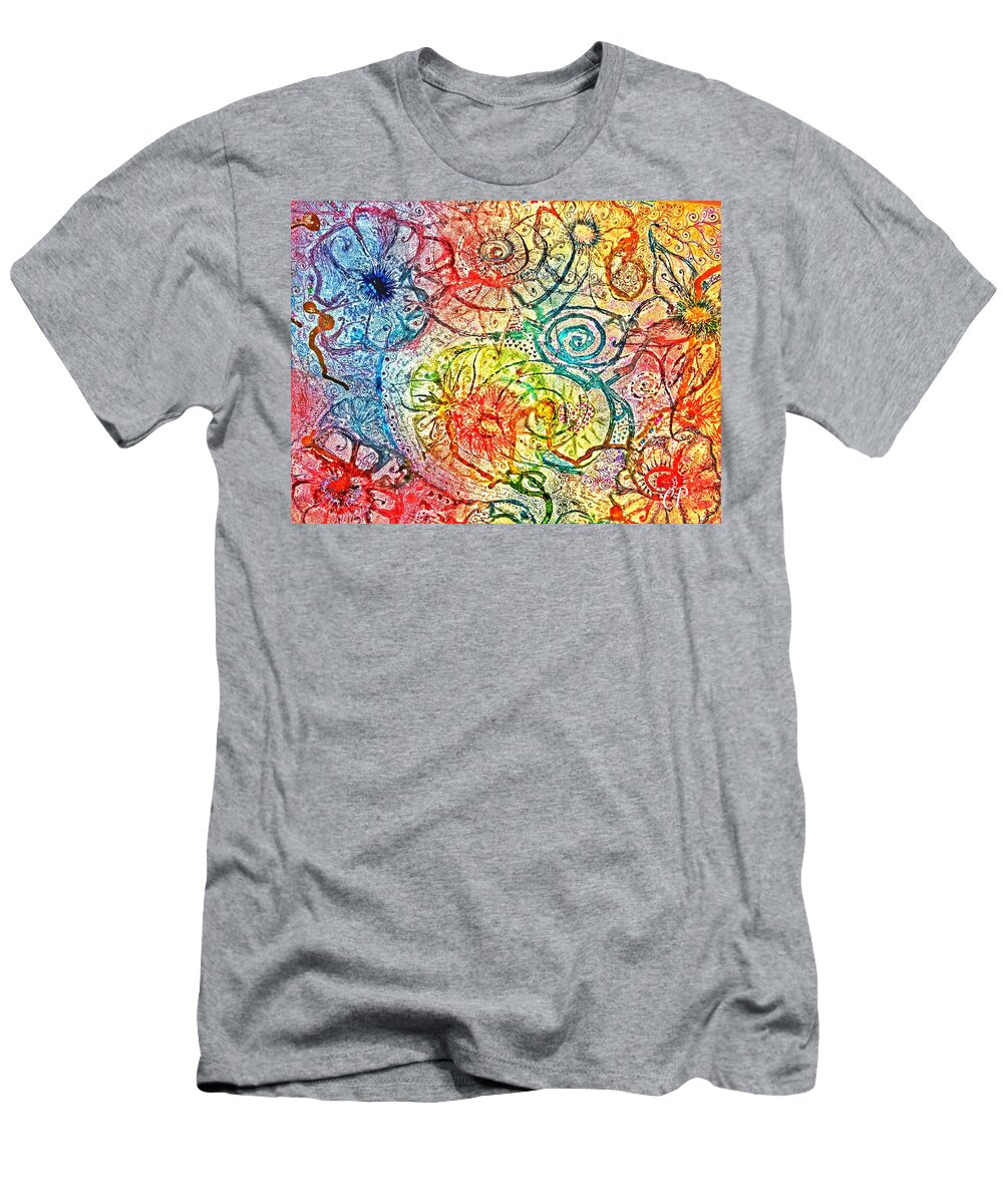 Flowers T-Shirt featuring the painting Whimsy by Christine Paris