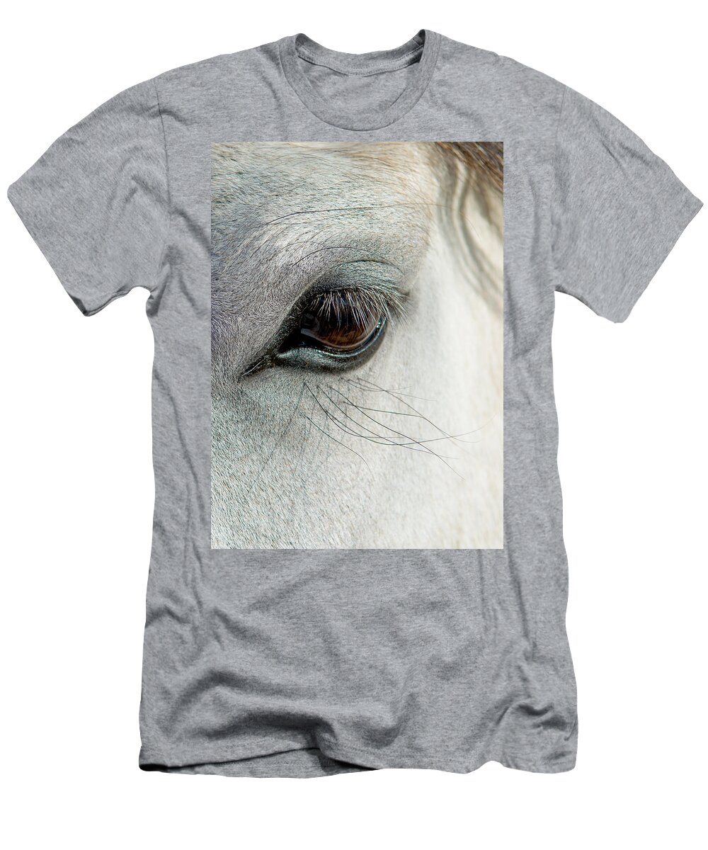 Horse T-Shirt featuring the photograph White Horse Eye by Andreas Berthold