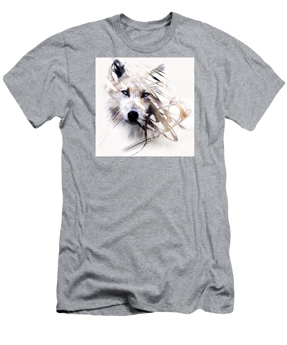 Canvas Prints T-Shirt featuring the painting White Wolf by Jackie Flaten