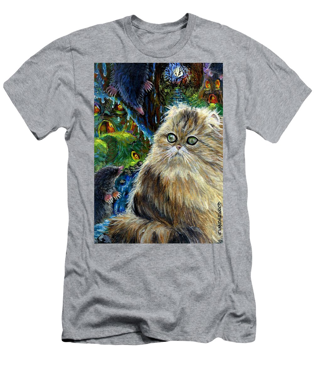 Cat T-Shirt featuring the painting Who Let the Cat In by Jacquelin L Vanderwood Westerman