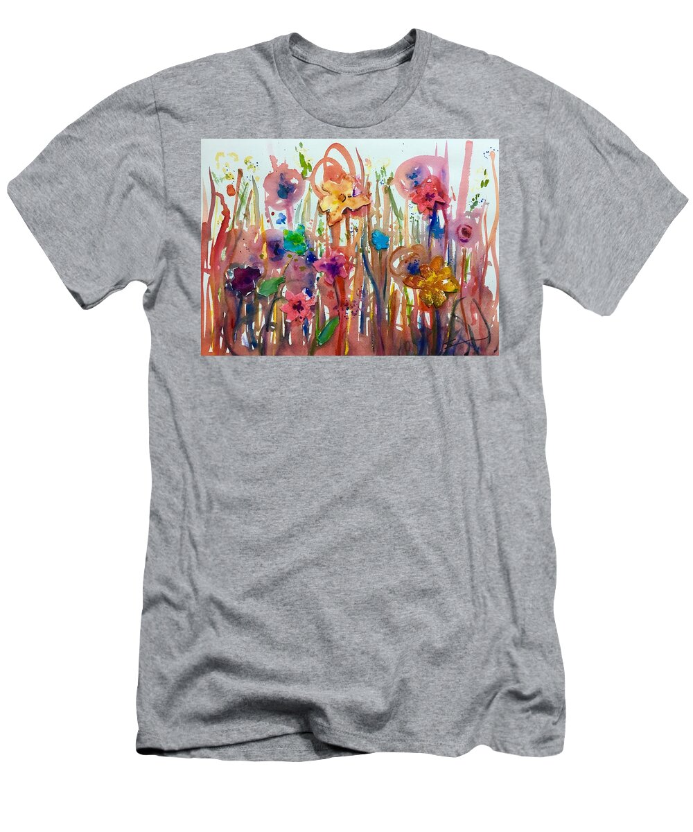 Flowers T-Shirt featuring the painting Wild Flowers by Sonia Mocnik