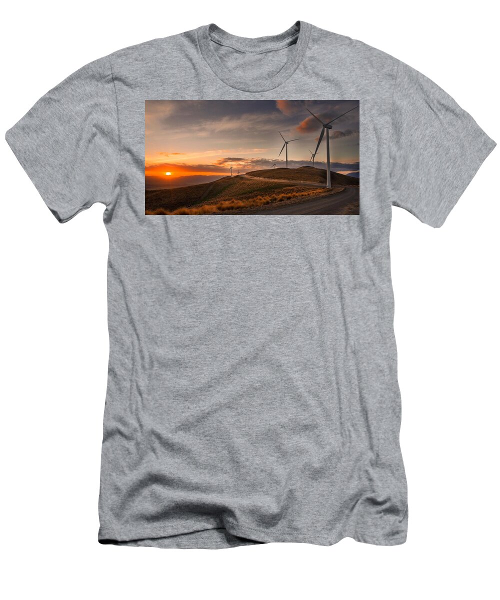 Wind Turbine T-Shirt featuring the digital art Wind Turbine by Maye Loeser
