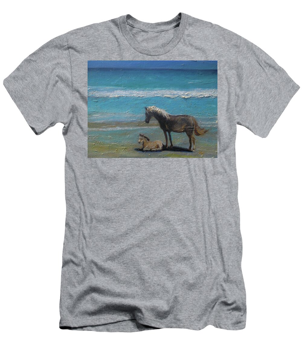 Horses T-Shirt featuring the painting Windswept by Susan Esbensen