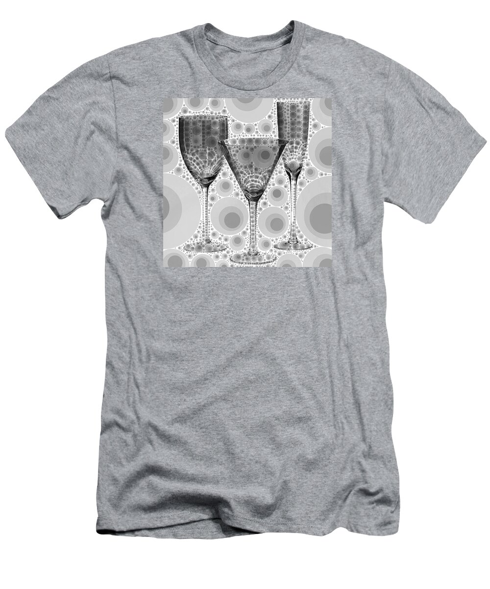 Wine Glasses T-Shirt featuring the digital art Wine Glass Art-3 by Nina Bradica