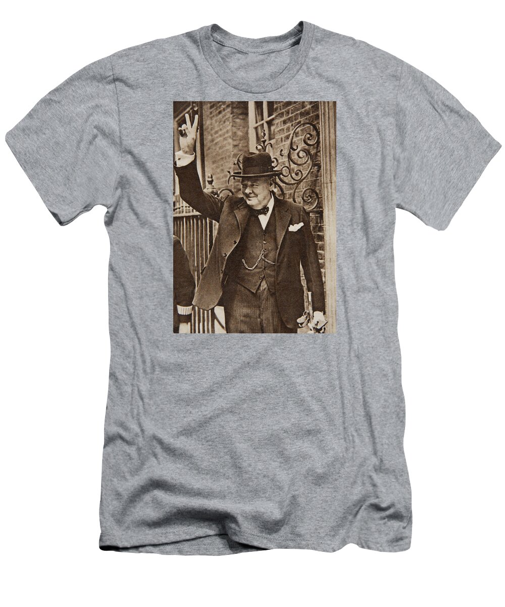 Churchill T-Shirt featuring the photograph Winston Churchill by English School