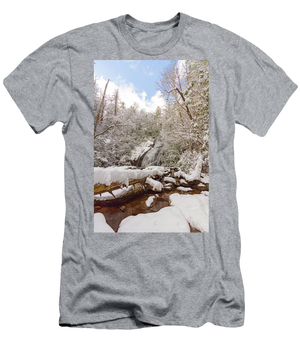 Helton Creef Falls T-Shirt featuring the photograph Winter at Helton Creek Falls by Kelly Kennon