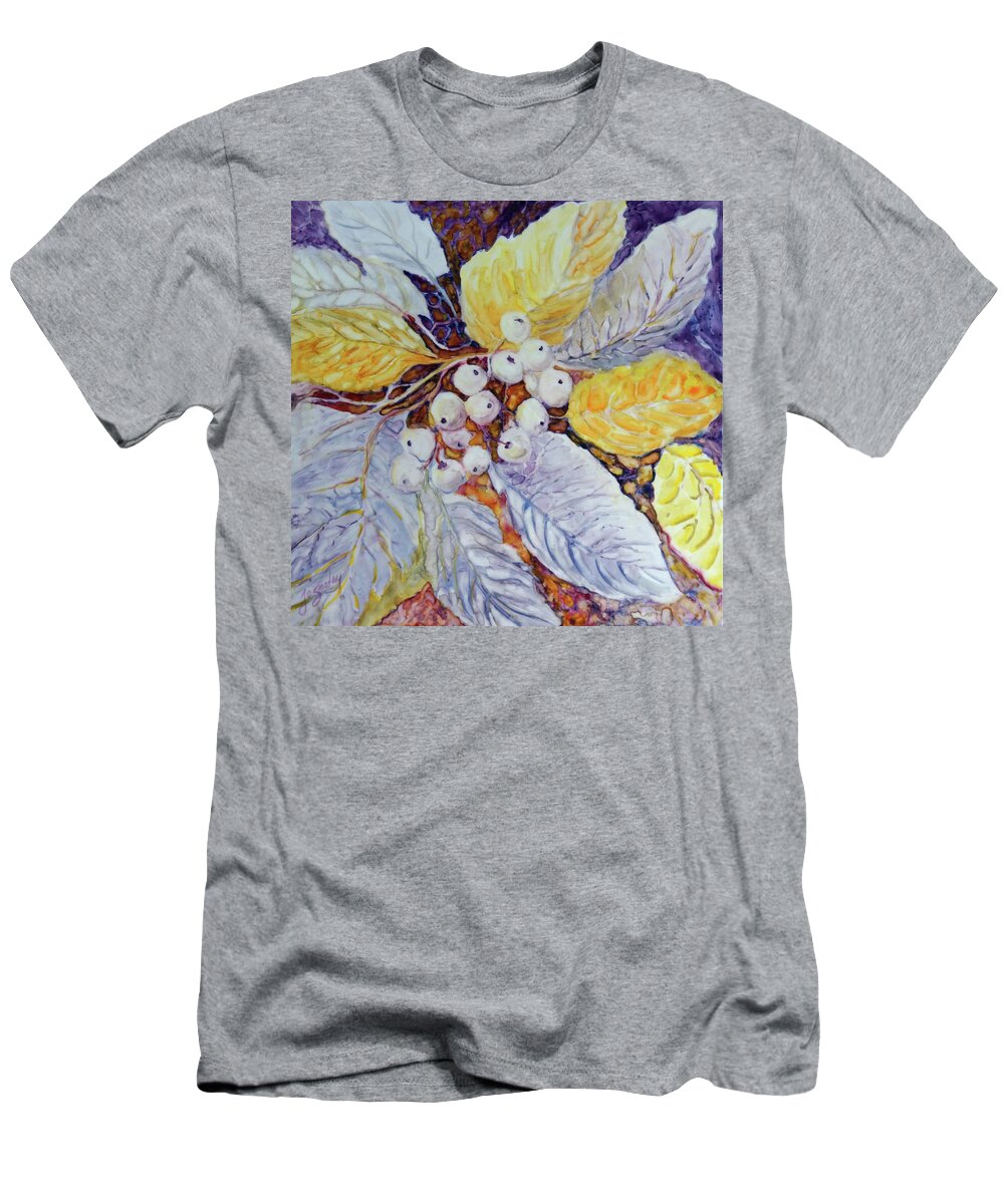 Berries T-Shirt featuring the painting Winter Berries by Jo Smoley