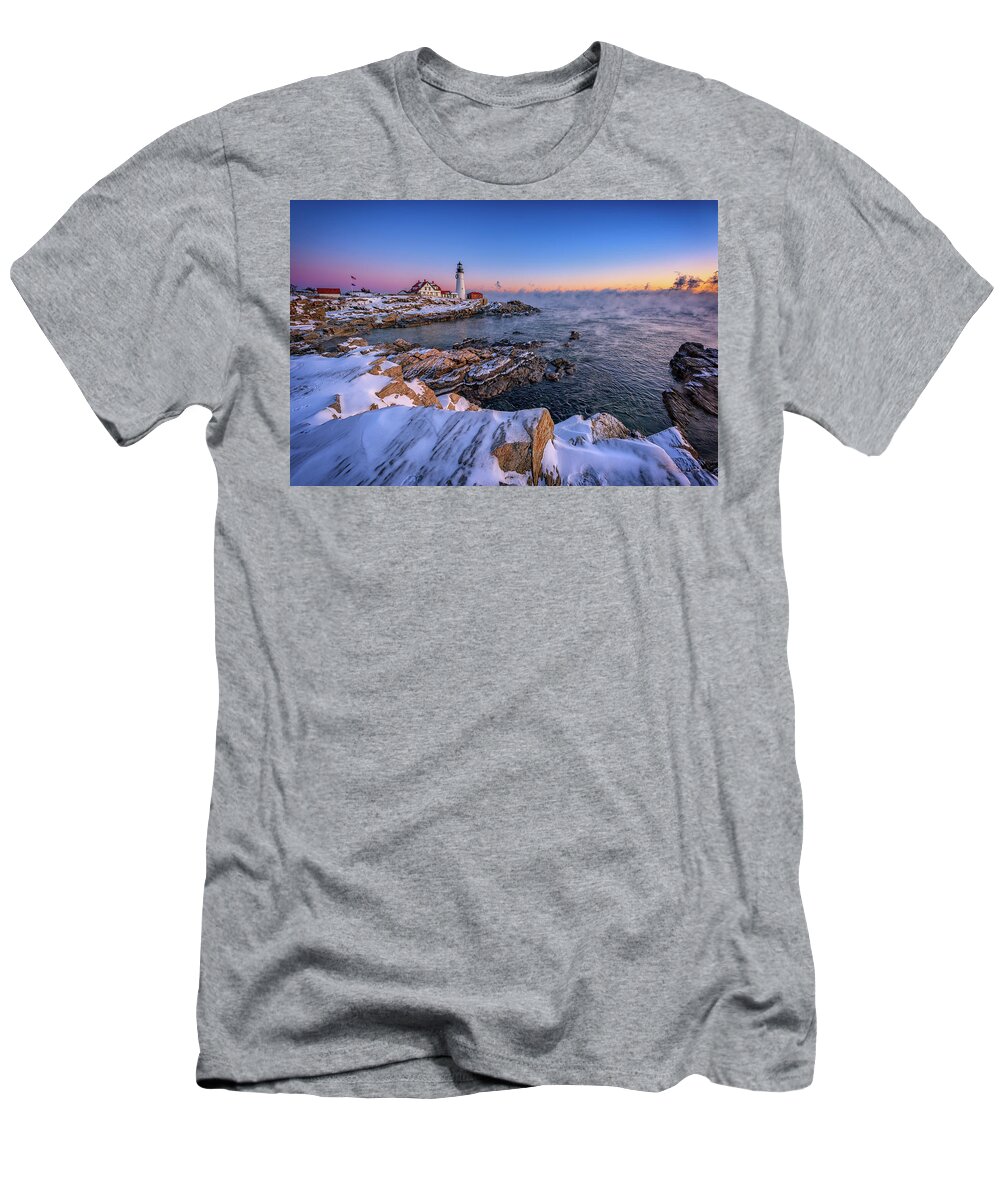 Portland Head Lighthouse T-Shirt featuring the photograph Winter Morning at Portland Head Lighthouse by Rick Berk