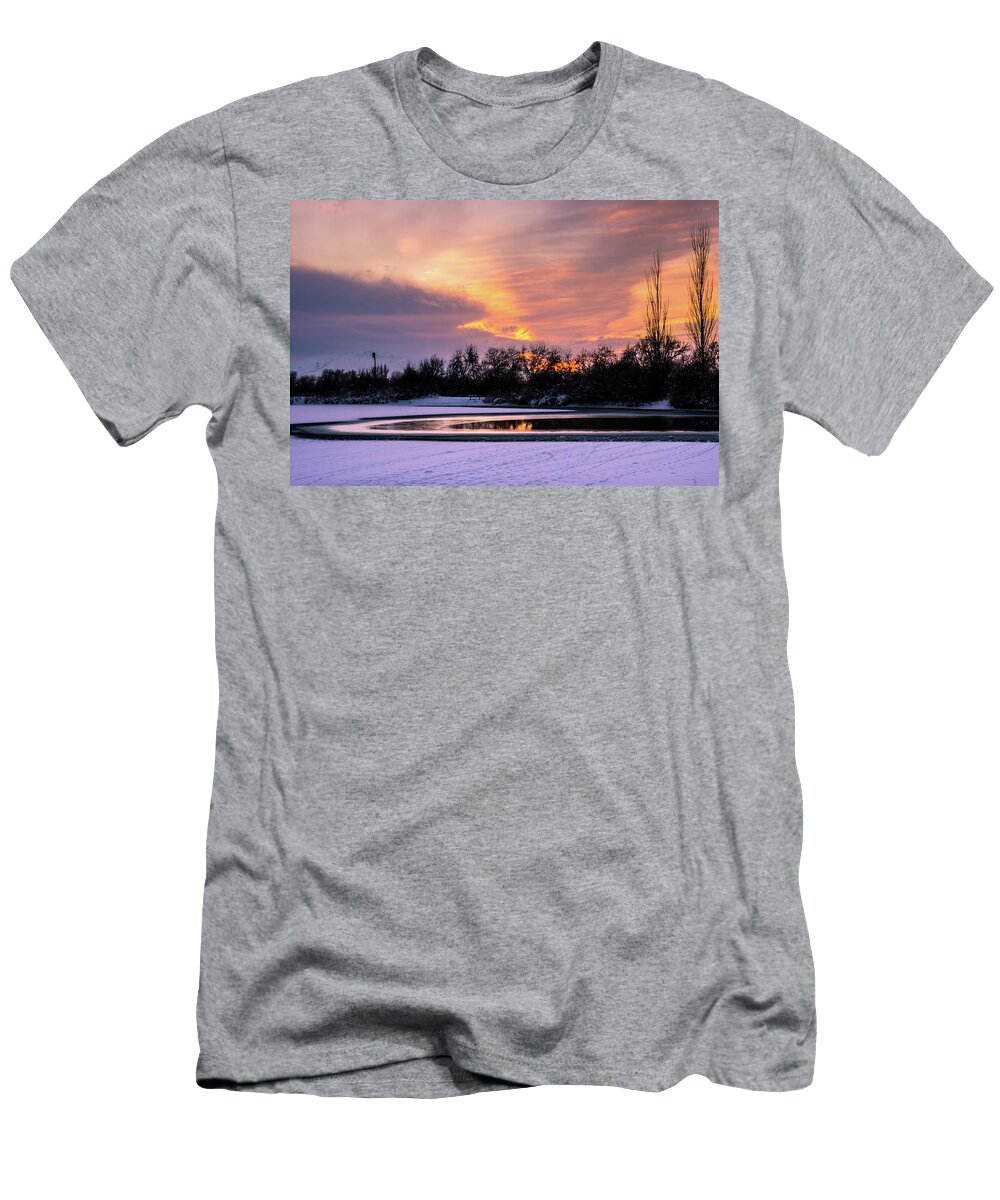 Ice T-Shirt featuring the photograph Winter sunset by Bryan Carter