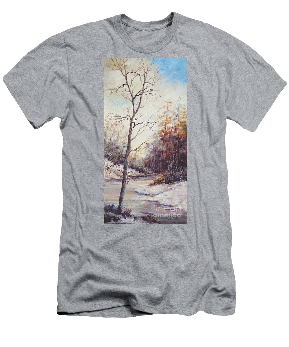 Vertical T-Shirt featuring the painting Winter Tree by Virginia Potter