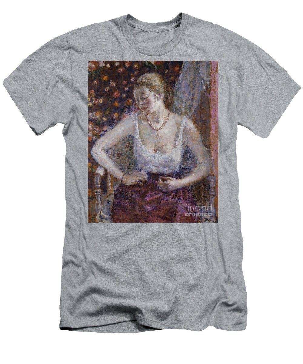 Woman Dressing T-Shirt featuring the painting Woman Dressing by Frederick Carl Frieseke
