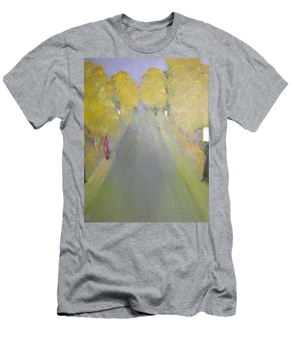 Woman T-Shirt featuring the painting Woman Walking In Evening by David Bartsch