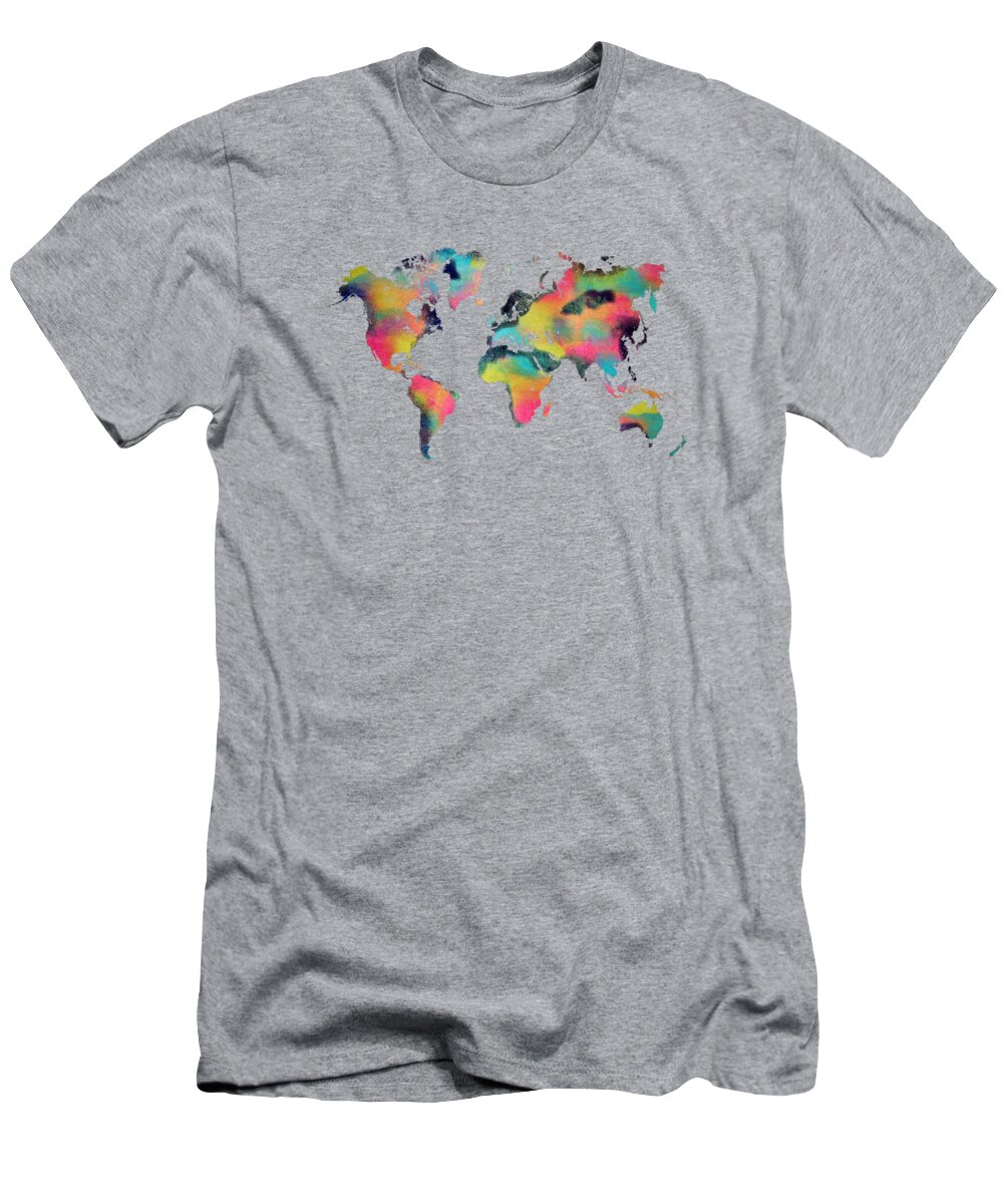 Map Of The World T-Shirt featuring the digital art World map 3 by Justyna Jaszke JBJart