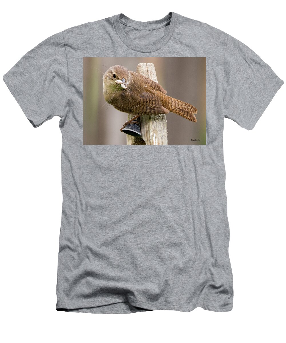 Baby Birds T-Shirt featuring the photograph Wren Ringing the Dinner Bell by Tim Kathka