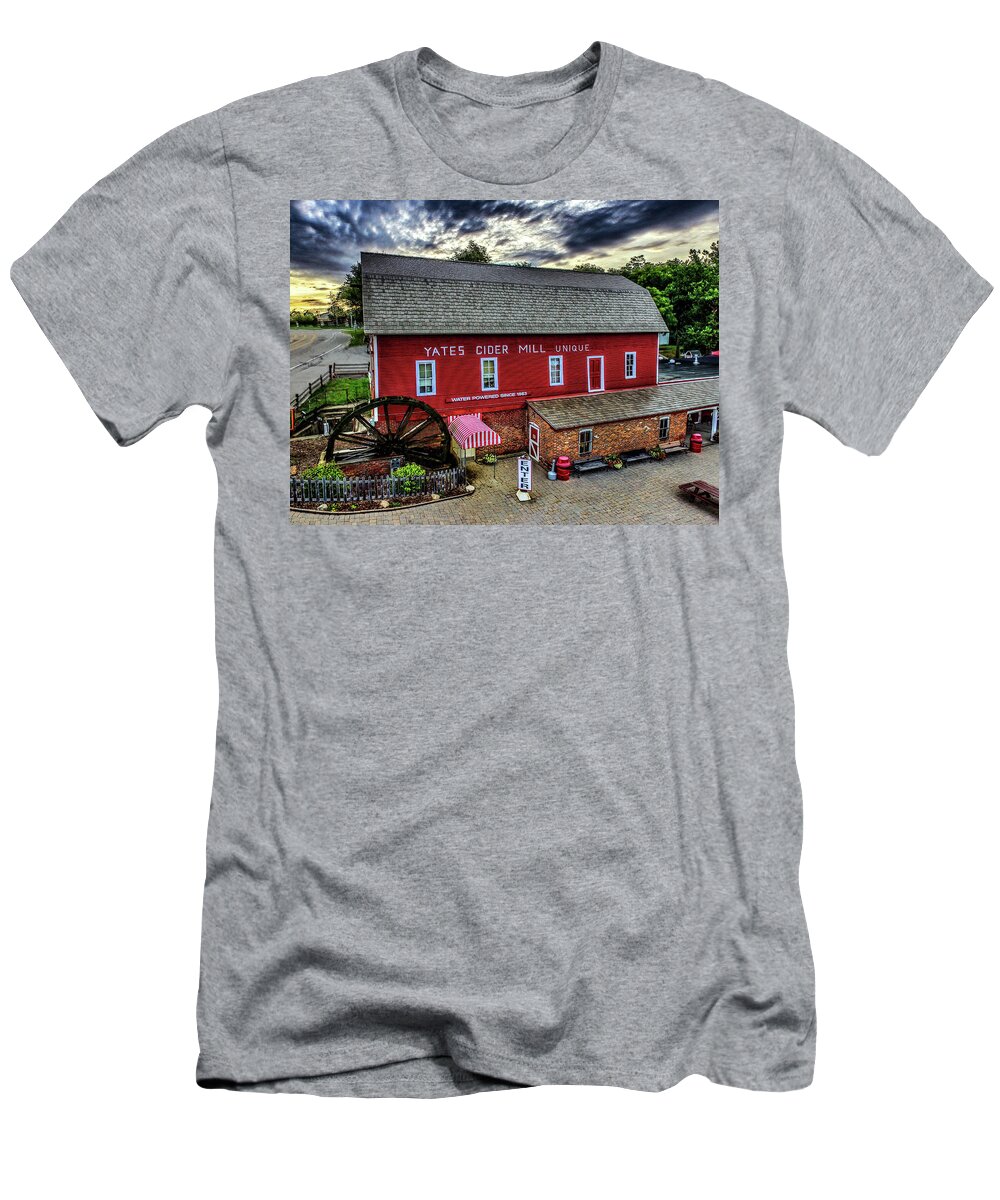 Rochester T-Shirt featuring the digital art Yates Cider Mill DJI_0072 by Michael Thomas