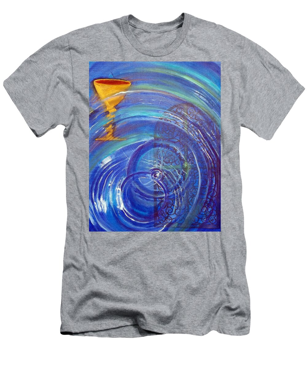 Cup T-Shirt featuring the painting Yaweh El Shaddai Right Canvas detail by Anne Cameron Cutri