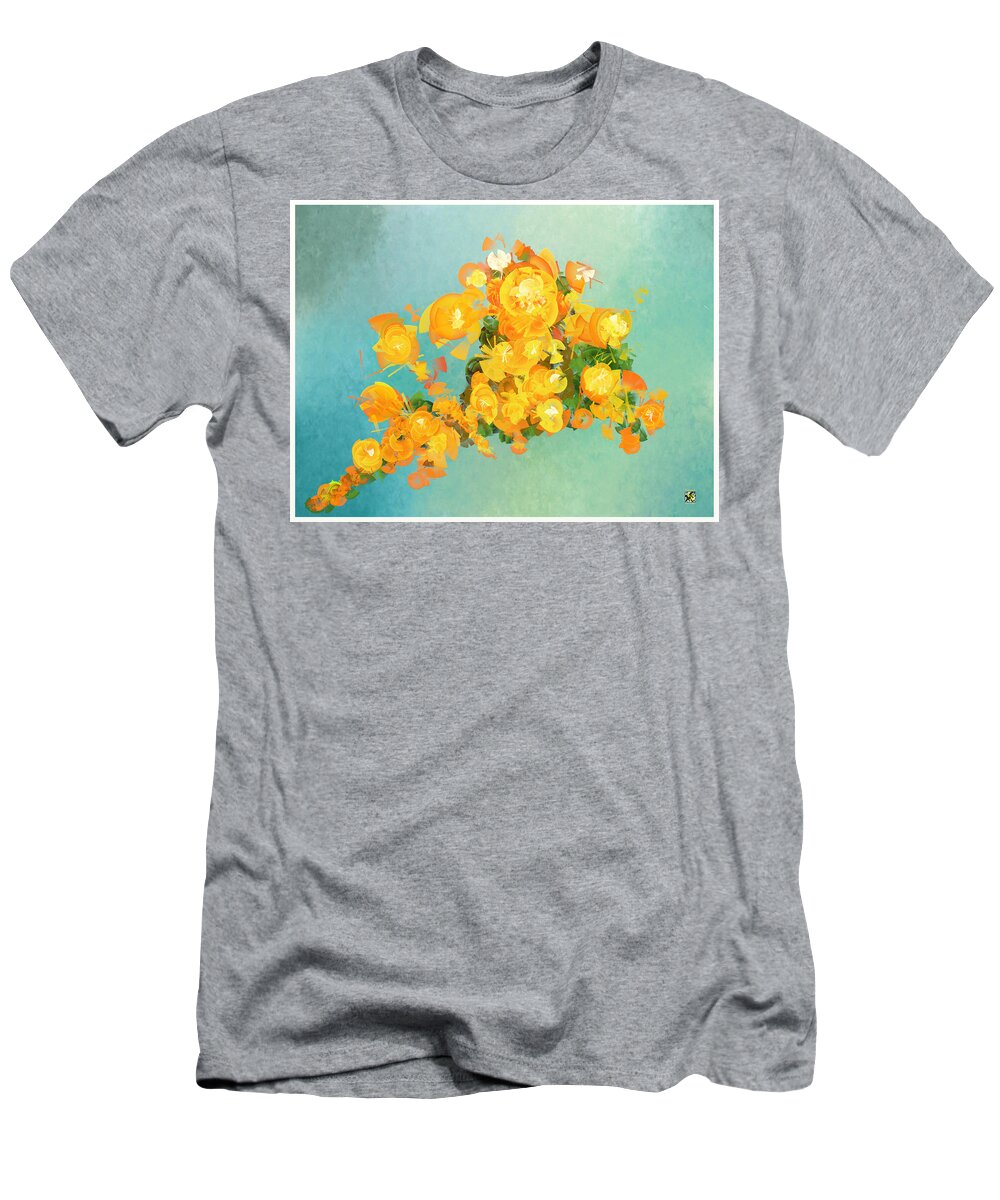 Flowers T-Shirt featuring the digital art Yellow fire Spring by Douglas Day Jones