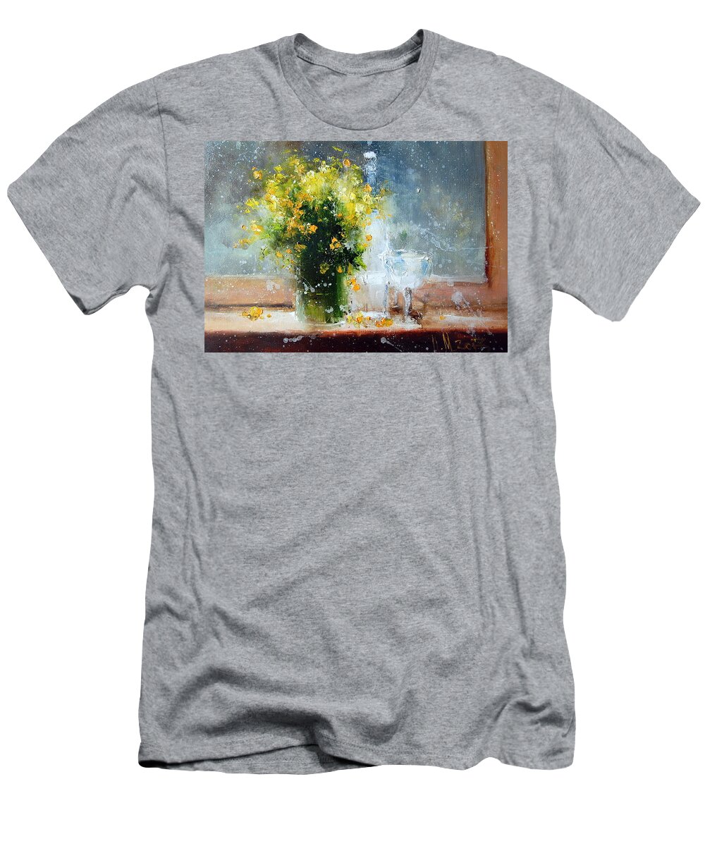 Russian Artists New Wave T-Shirt featuring the painting Yellow Flowers by Igor Medvedev