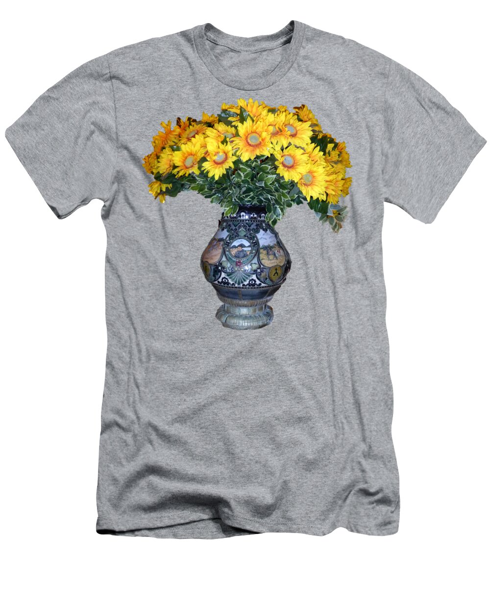 Yellow T-Shirt featuring the photograph Yellow flowers in vase by Francesca Mackenney