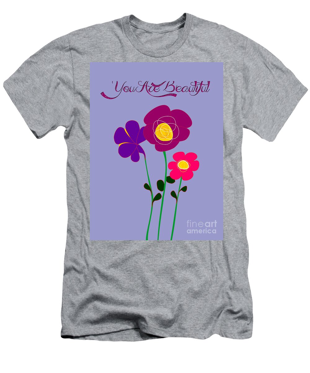 Nature T-Shirt featuring the painting You are beautiful - Poppies by Celestial Images
