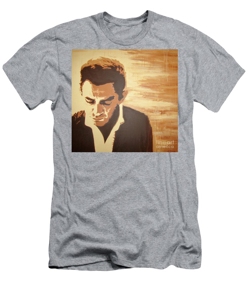 Johnny Cash T-Shirt featuring the painting Young Johnny Cash by Ashley Lane
