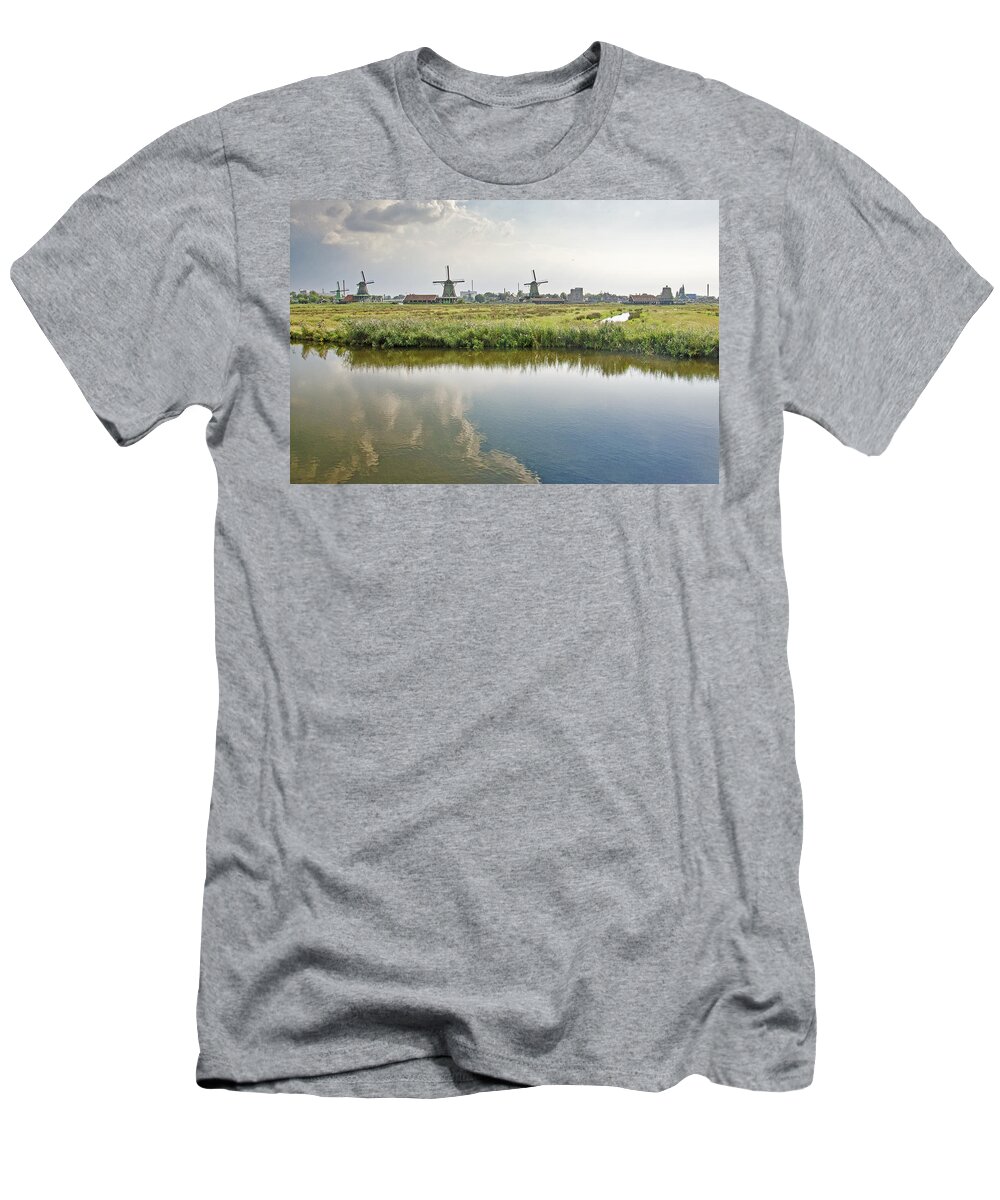 Windmills T-Shirt featuring the photograph Zaandam Skyline by Frans Blok