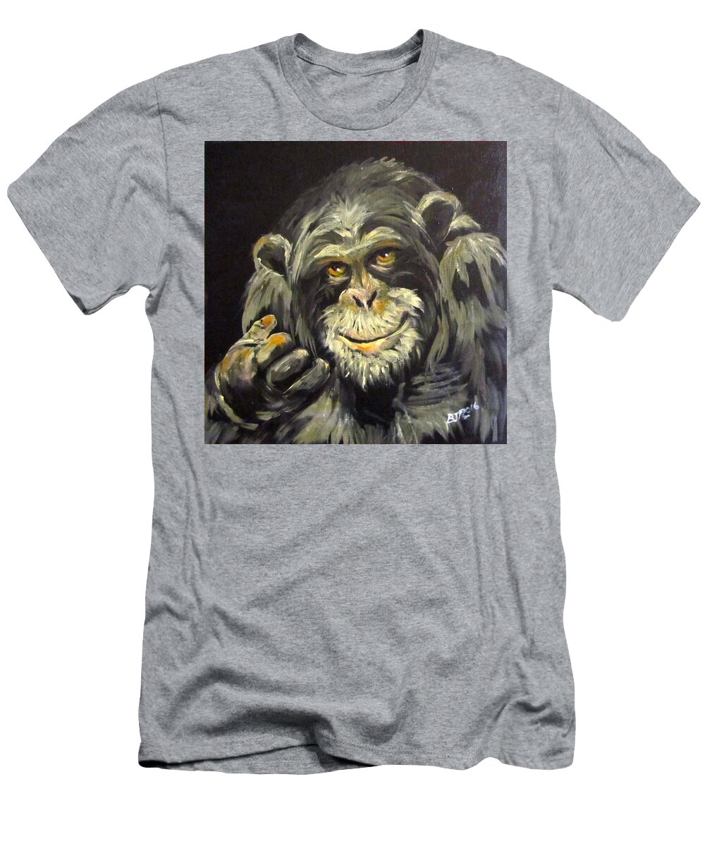 Chimp T-Shirt featuring the painting Zippy by Barbara O'Toole