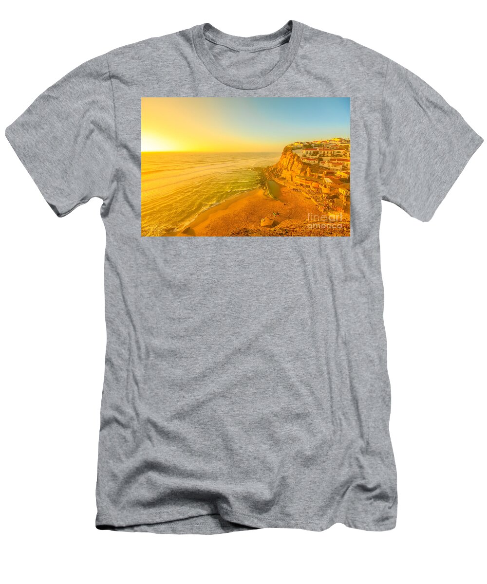Portugal T-Shirt featuring the photograph Azenhas do Mar at sunset #1 by Benny Marty