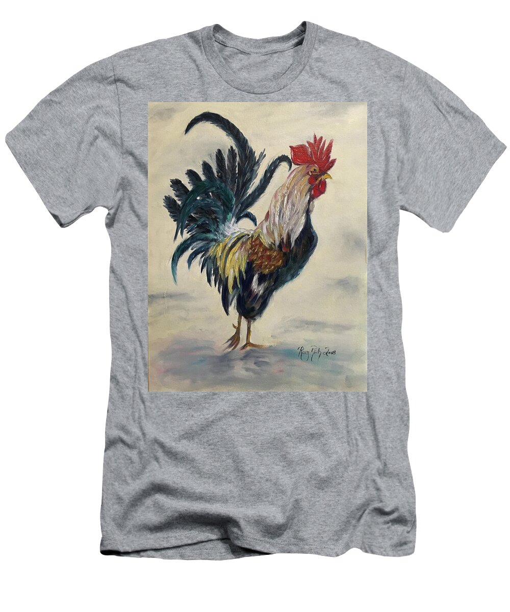 Rooster T-Shirt featuring the painting Boss by Roxy Rich