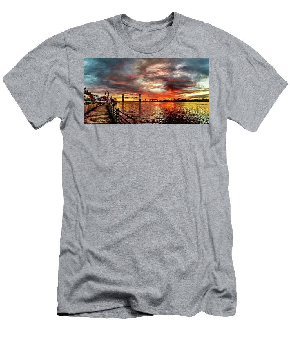 Sunset T-Shirt featuring the photograph Cape Fear Hues #1 by DJA Images