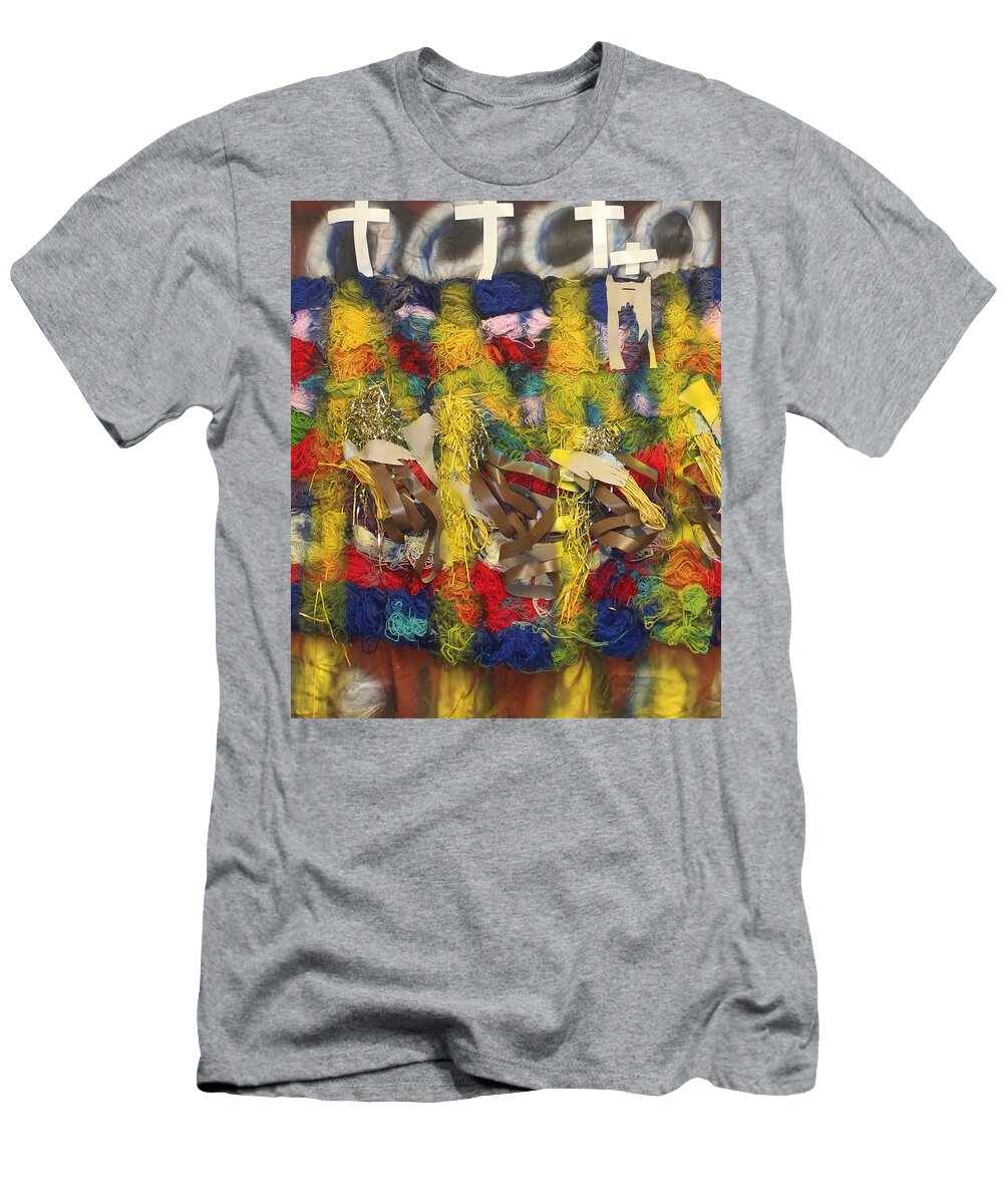 Jesus T-Shirt featuring the painting Holy Trinity And Our Lady #1 by Gloria Ssali