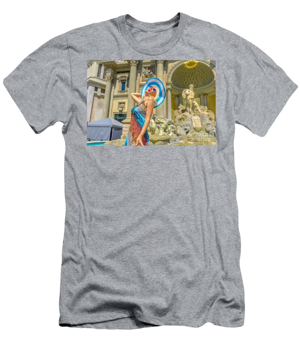 Las Vegas T-Shirt featuring the photograph Las vegas woman enjoying #1 by Benny Marty