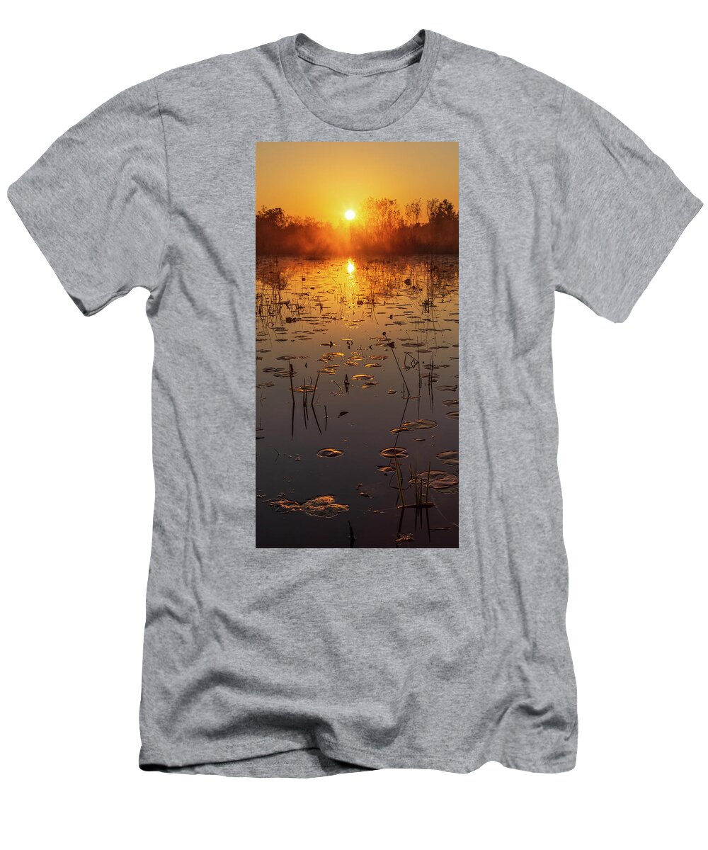February T-Shirt featuring the photograph Okefenokee Swamp Sunrise #2 by Stefan Mazzola