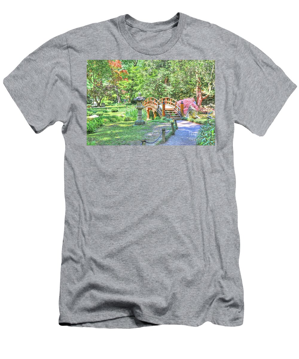 Richmond Va Virginia T-Shirt featuring the photograph Richmond VA Virginia - Maymont Japanese Garden Bridge - In Color by Dave Lynch