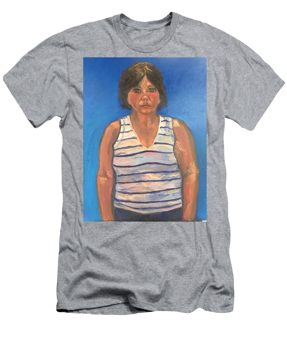 Portrait T-Shirt featuring the painting Self portrait #1 by Beth Riso