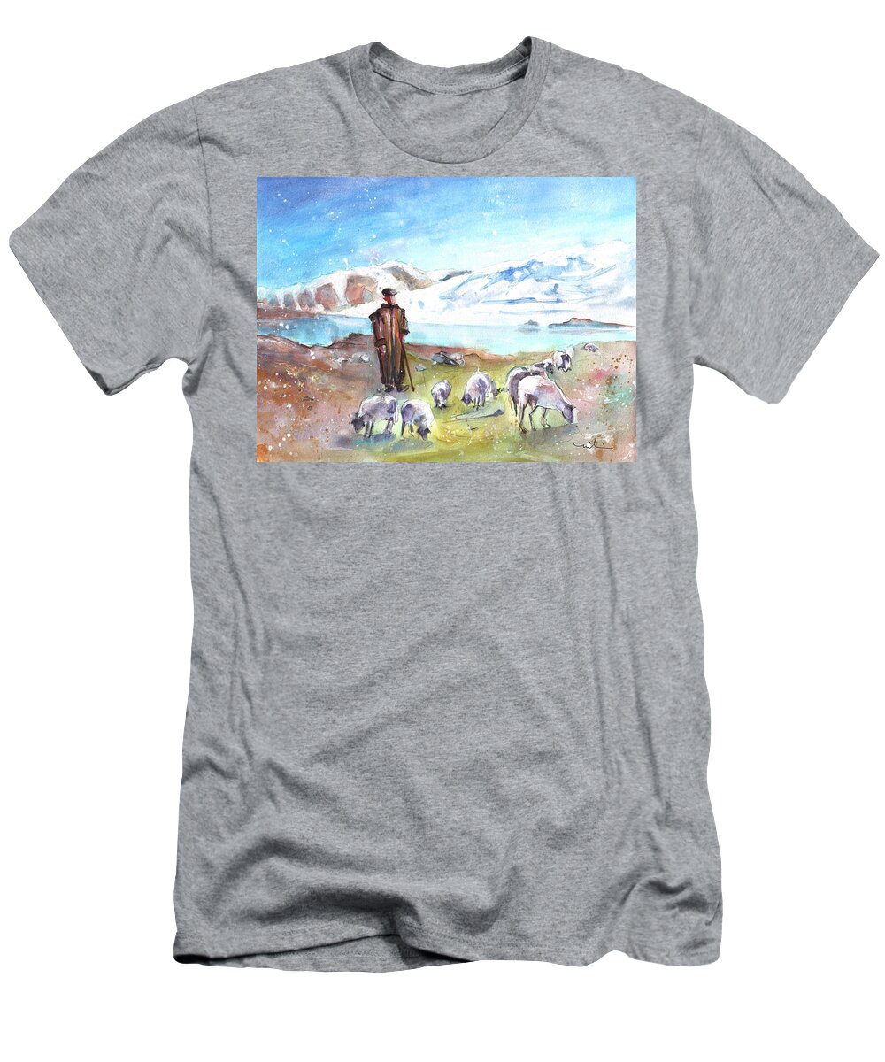 Travels T-Shirt featuring the painting Shepherd In The Atlas Mountains #1 by Miki De Goodaboom