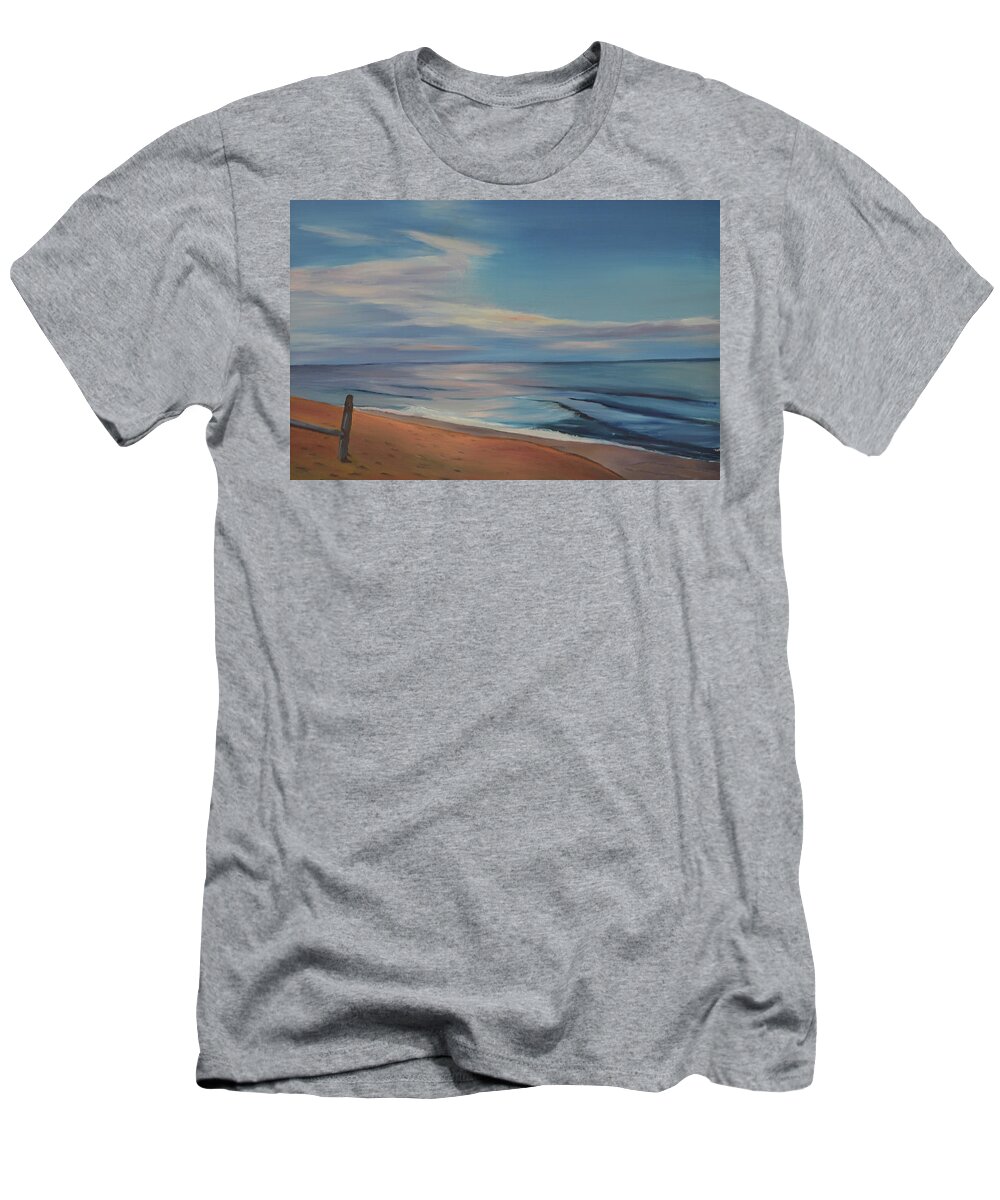 Wellfleet T-Shirt featuring the painting Wellfleet Beach #1 by Beth Riso