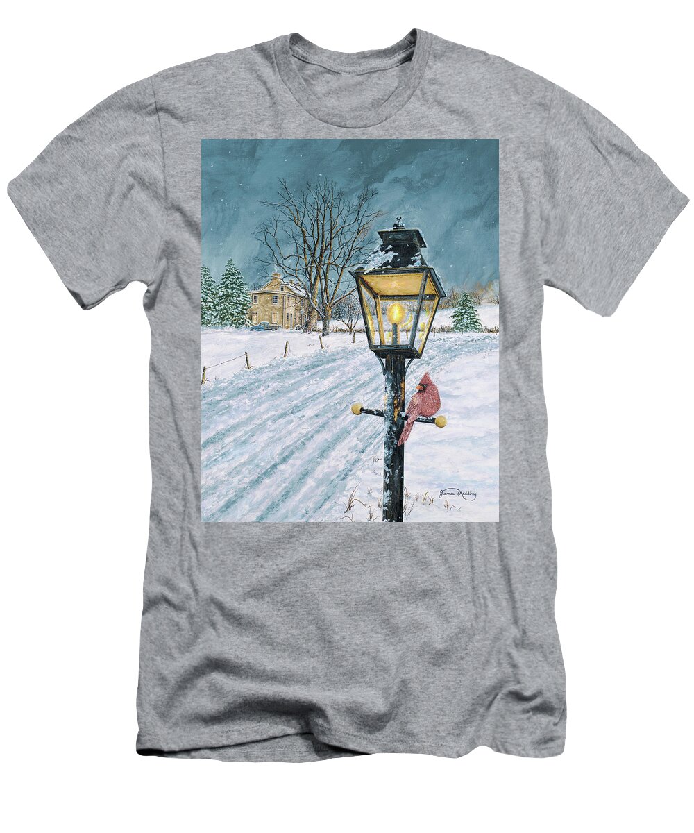 Winter T-Shirt featuring the painting Winter Bird #1 by James Redding